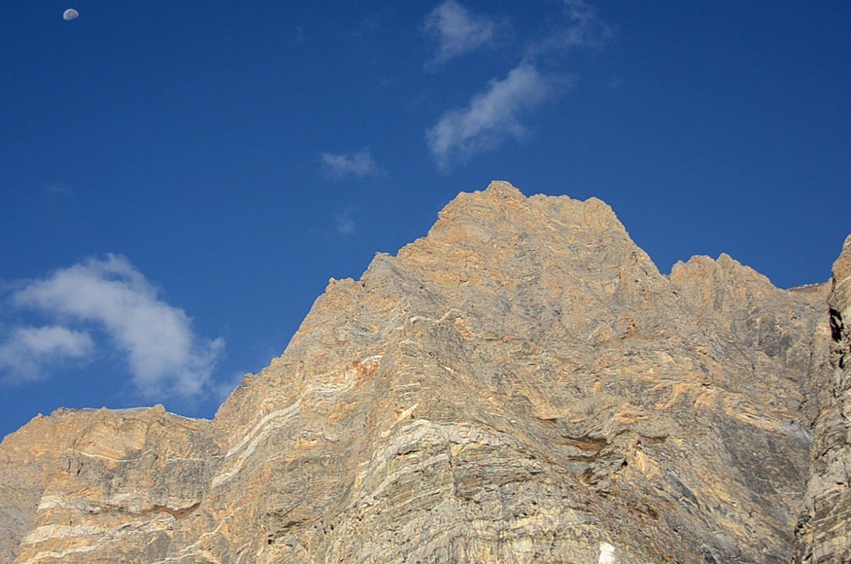 19 Moon Over The Steep Walls Of The Rocky Wall On The Way From Jhunam To Kyang On The Trek To Phu 